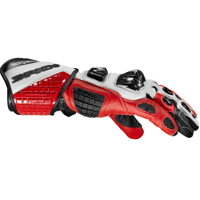 Spidi Carbo Track Evo racing leather gloves in red, men's, part A203014