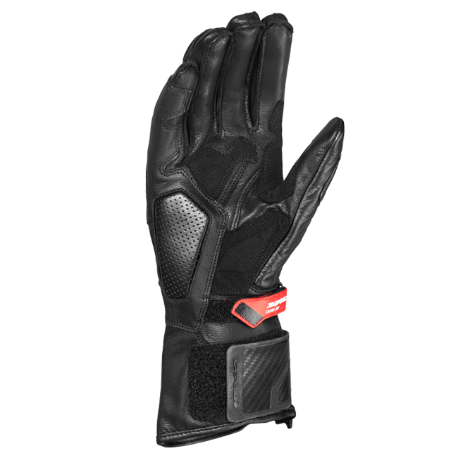 Spidi Carbo Fit Sport motorcycle leather gloves in red — men's sport riding gloves with carbon knuckle protection