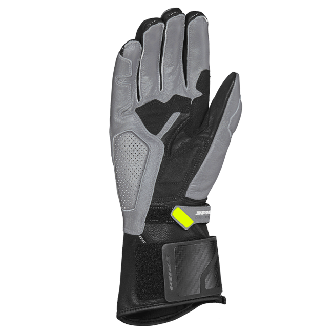 Spidi Carbo Fit Sport men's motorcycle leather gloves in black and fluo yellow