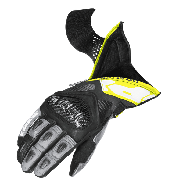 Spidi Carbo Fit Sport men's motorcycle leather gloves in black and fluo yellow