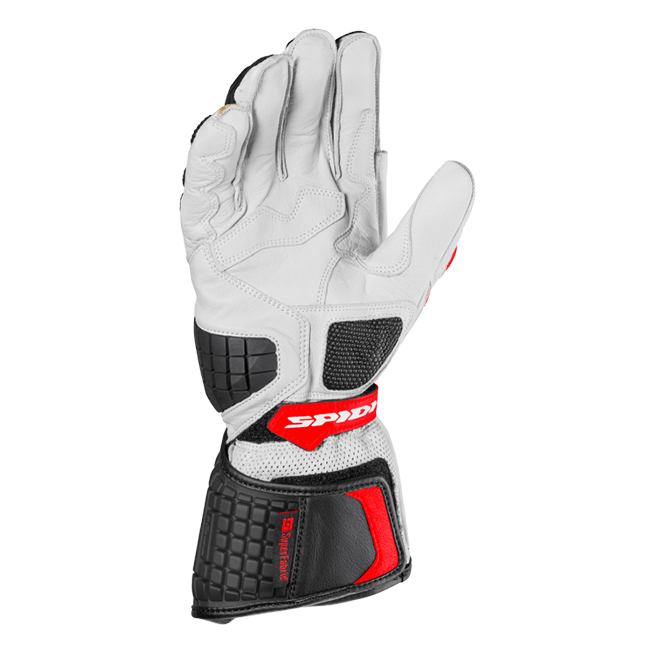 Spidi Carbo Kangaroo Racing motorcycle leather gloves in black and red