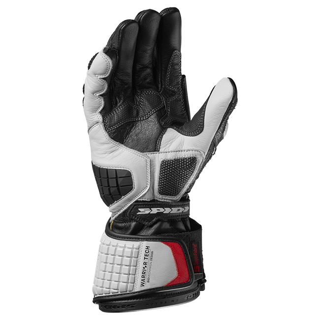 Spidi Carbo Track Evo racing leather gloves in black and white, part A203011