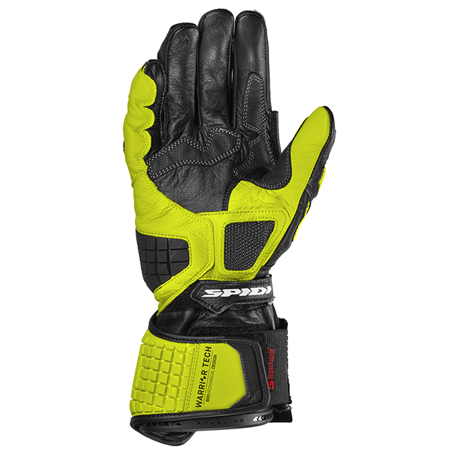 Spidi Carbo Track Evo racing leather gloves in black and fluo yellow, men's A203394