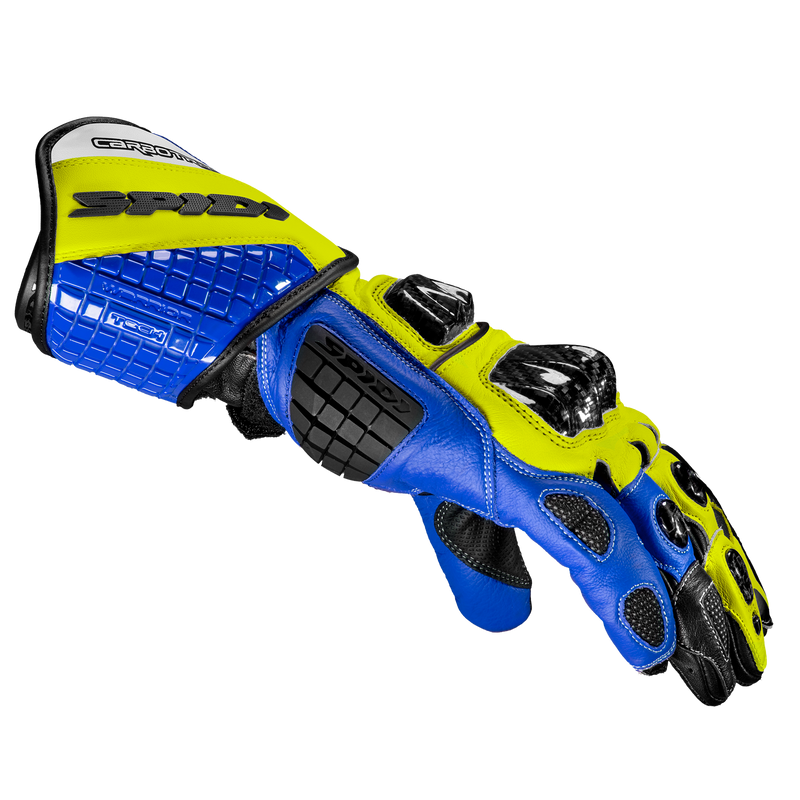 Spidi Carbo Track Evo racing leather gloves men's blue yellow A203477