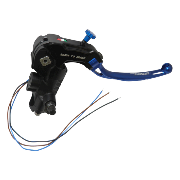 Accossato black radial brake master cylinder CY090 with blue lever