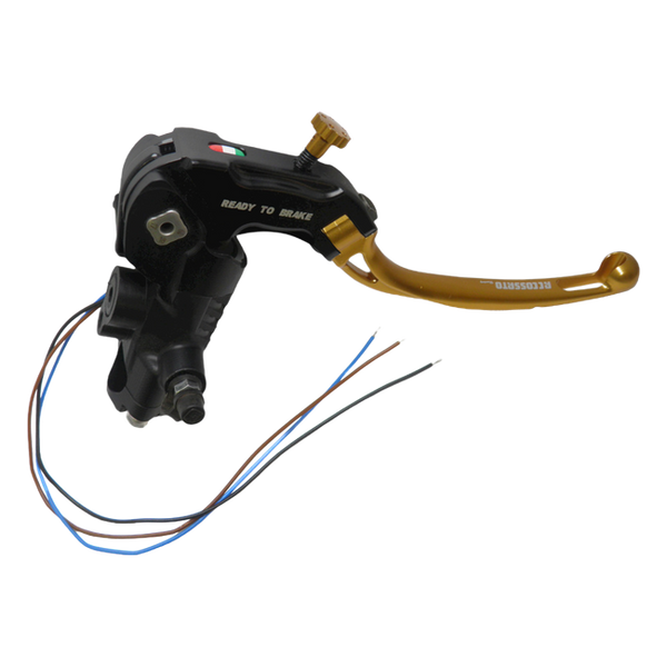 Accossato black radial brake master cylinder CY090 with gold lever