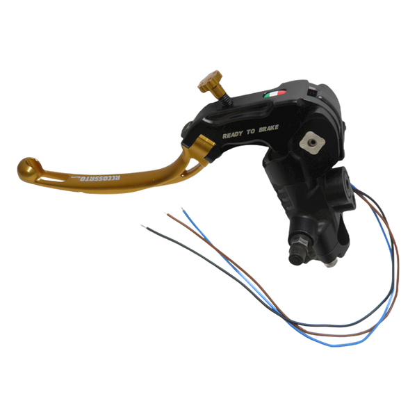 Accossato black radial clutch master cylinder CY100 with gold lever