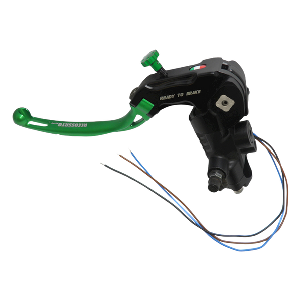 Accossato black radial clutch master cylinder CY100 with green lever