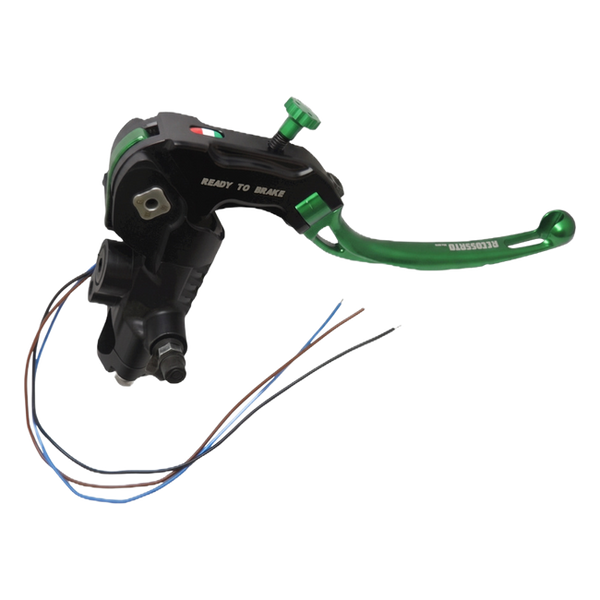 Accossato black radial brake master cylinder CY109 with green lever