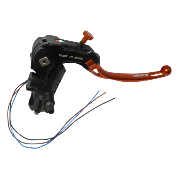 Accossato black radial brake master cylinder CY120 with orange lever