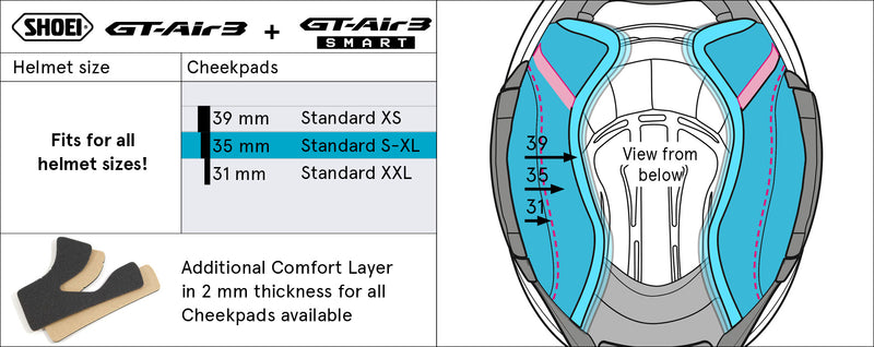 Shoei Cheek Pads 35mm Type-R for GT-Air3