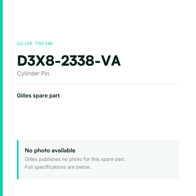 Gilles Cylinder Pin – D3X8-2338-VA, data card, no manufacturer photo available