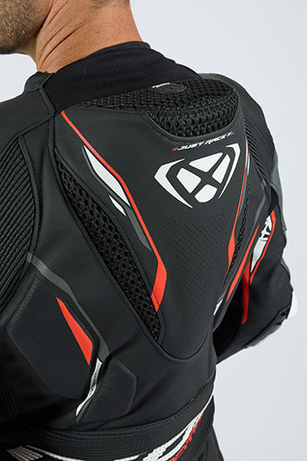 IXON Demonio one-piece leather race suit men's Red/Black/White perforated