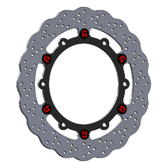 Accossato floating front brake disc DK245 with black carrier for Yamaha YZF-R125 (2014-2021)