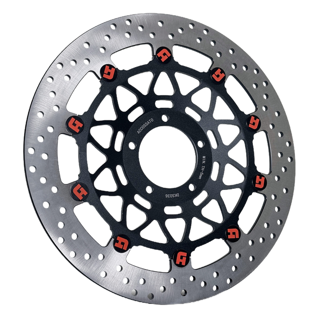 Accossato floating front brake disc DKS036 with black carrier for Ducati Panigale V4 R (2019-2023)