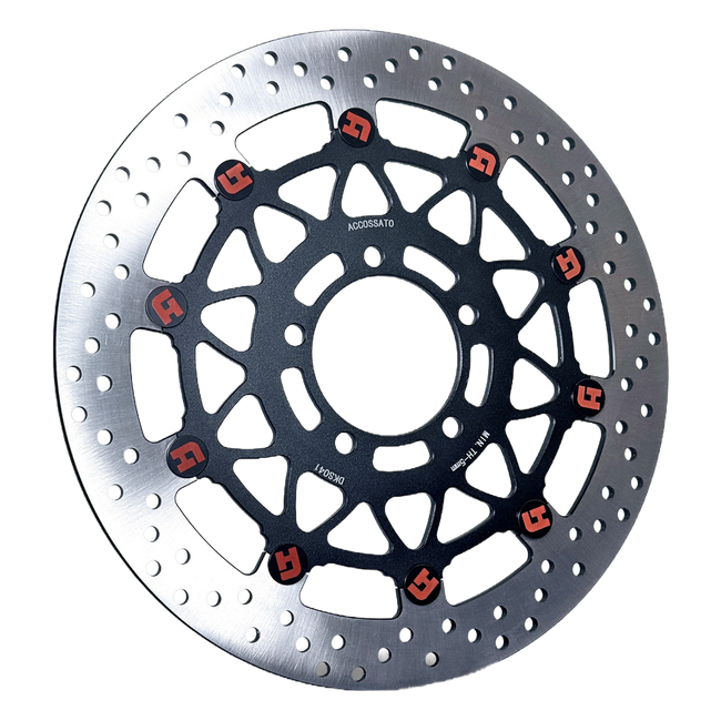 Accossato floating front brake disc DKS041 with black carrier for Kawasaki ZX-10 RR (2017-2021)