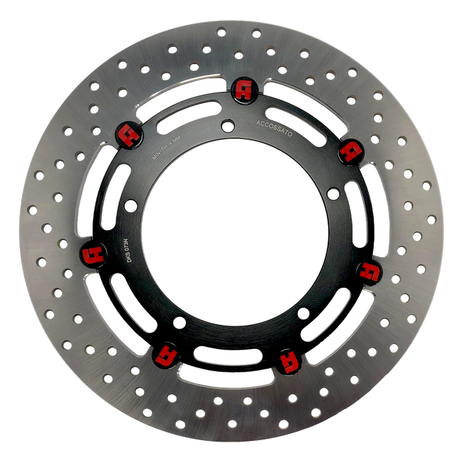 Accossato floating front brake disc DKS073 with black carrier for Yamaha MT-03 (2005-2014, 2016-2024)