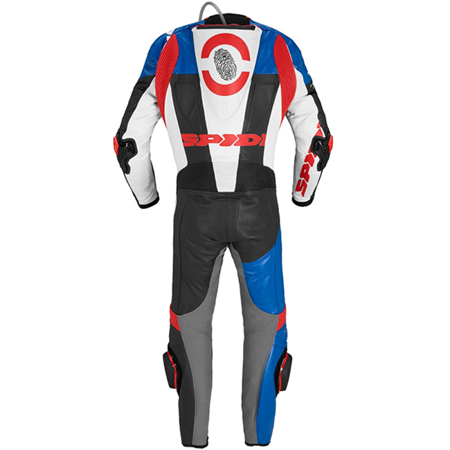 Spidi DP-Progressive one-piece leather race suit in blue and grey — men's perforated track suit Y161238