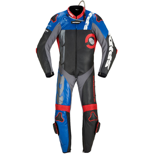 Spidi DP-Progressive one-piece leather race suit in blue and grey — men's perforated track suit Y161238
