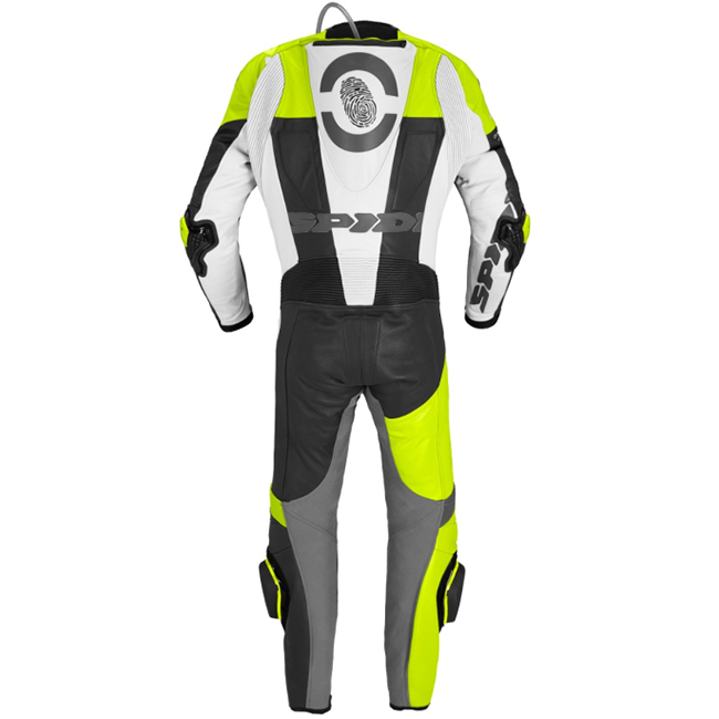 Spidi DP-Progressive one-piece leather race suit in black and fluo yellow