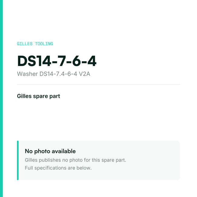 Gilles Washer DS14-7.4-6-4 V2A – DS14-7-6-4, data card, no manufacturer photo available