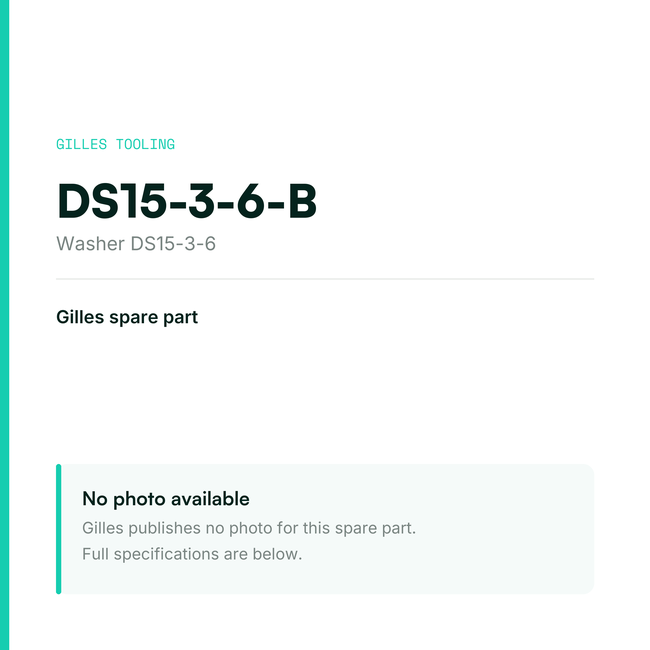 Gilles Washer DS15-3-6 – DS15-3-6-B, data card, no manufacturer photo available