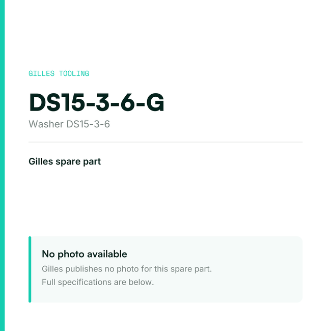 Gilles Washer DS15-3-6 – DS15-3-6-G, data card, no manufacturer photo available