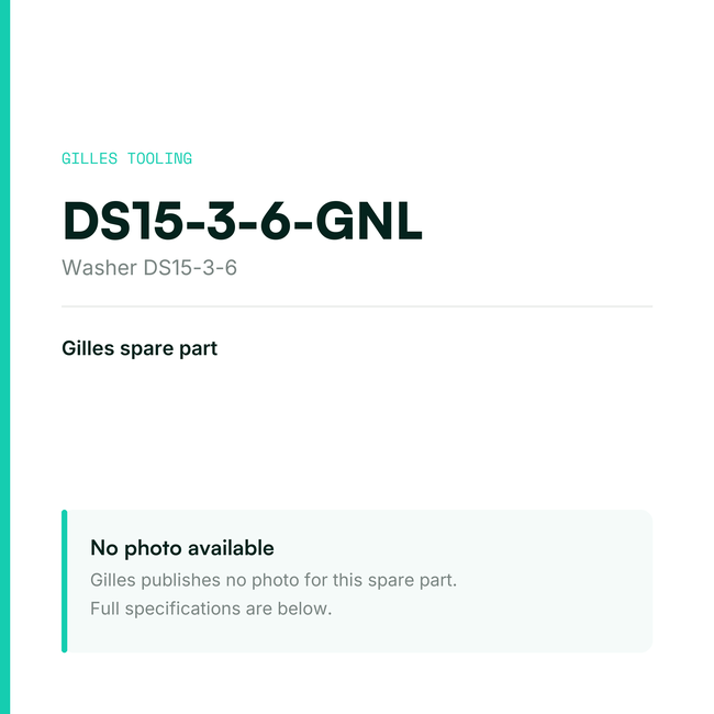 Gilles Washer DS15-3-6 – DS15-3-6-GNL, data card, no manufacturer photo available