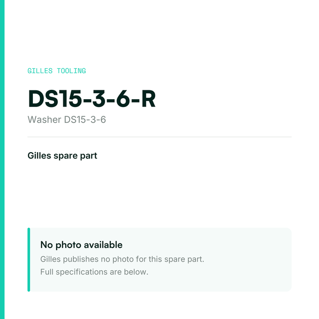 Gilles Washer DS15-3-6 – DS15-3-6-R, data card, no manufacturer photo available