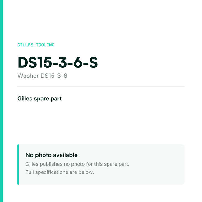 Gilles Washer DS15-3-6 – DS15-3-6-S, data card, no manufacturer photo available