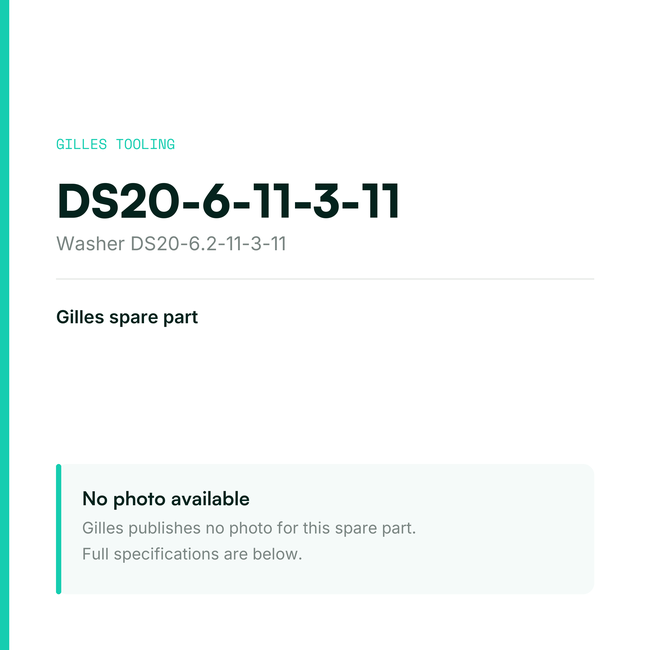 Gilles Washer DS20-6.2-11-3-11 – DS20-6-11-3-11, data card, no manufacturer photo available