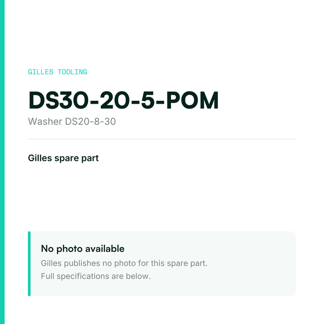 Gilles Washer DS20-8-30 – DS30-20-5-POM, data card, no manufacturer photo available