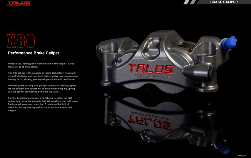 Talos X80 SBK monoblock brake caliper P4 34/38 108mm front right hard anodised