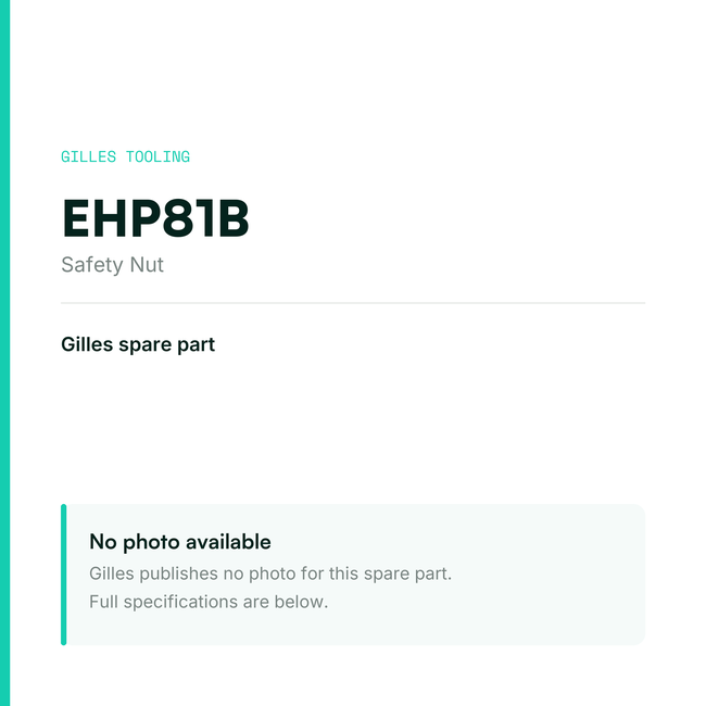 Gilles Safety Nut – EHP81B, data card, no manufacturer photo available