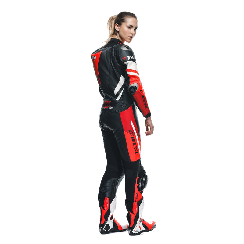 Dainese Misano 3 Lady D-AIR perforated one-piece leather race suit in red