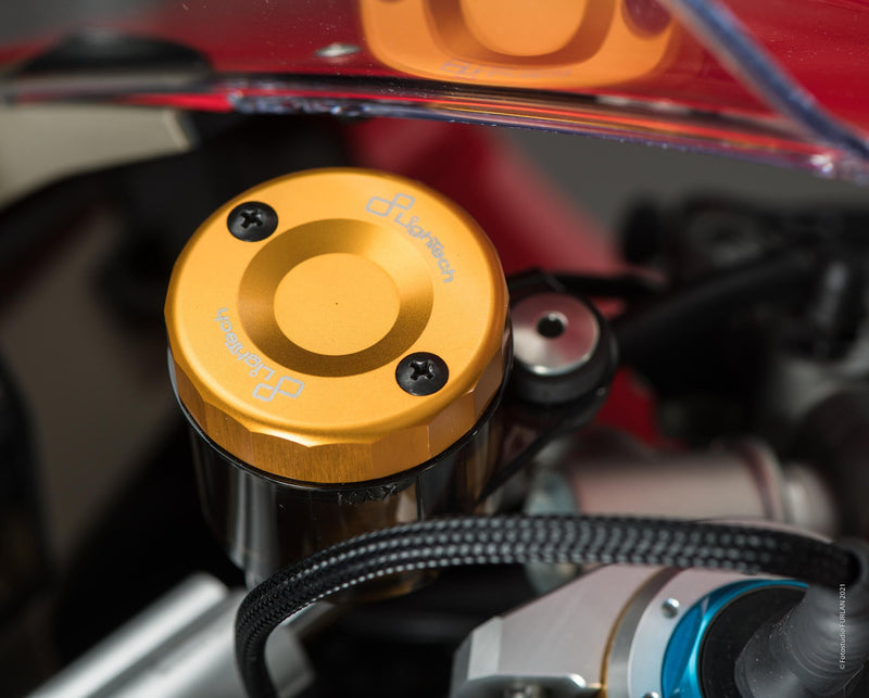 LighTech FBC04 anodised Ergal aluminium front brake reservoir cap for Ducati Panigale 959