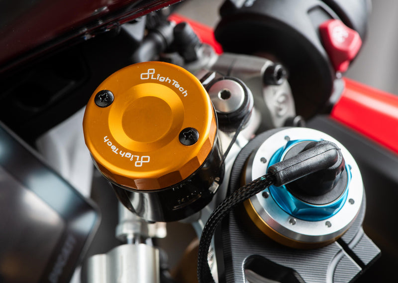 LighTech FBC04 anodised Ergal aluminium front brake reservoir cap for Ducati Panigale 959