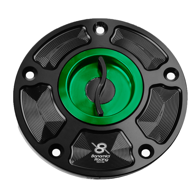 Bonamici Racing FC070 quick-release fuel cap for Kawasaki ZX-10R/RR in anodised finish