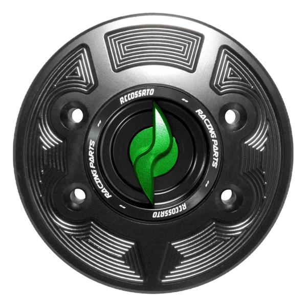 Accossato fuel tank cap FC103 for BMW R1200RT, with green pin