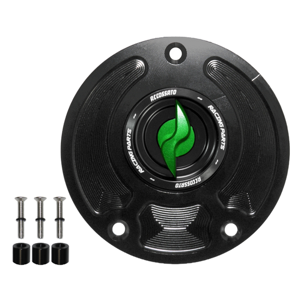 Accossato fuel tank cap FC143 for Kawasaki GTR 1400, with green pin