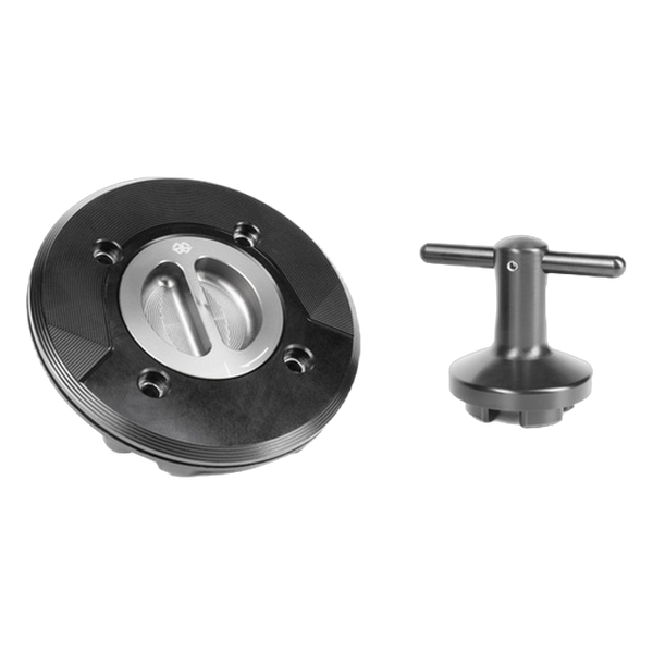 Gilles FCAP fuel cap next to the FCAP-TOOL-01-B (tool sold separately)
