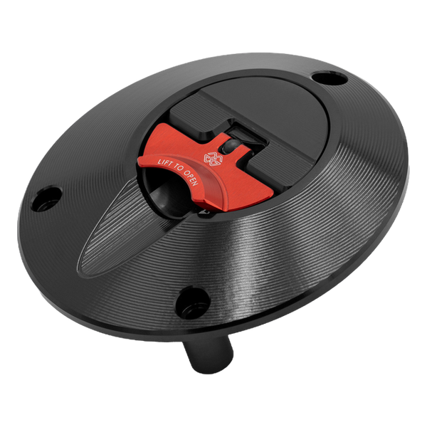 Gilles FCAP2 quick-release fuel cap for Yamaha R3, black/red