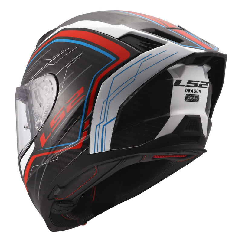 LS2 FF807 Dragon Carbon Helmet – Subic Gloss Red/White – in use