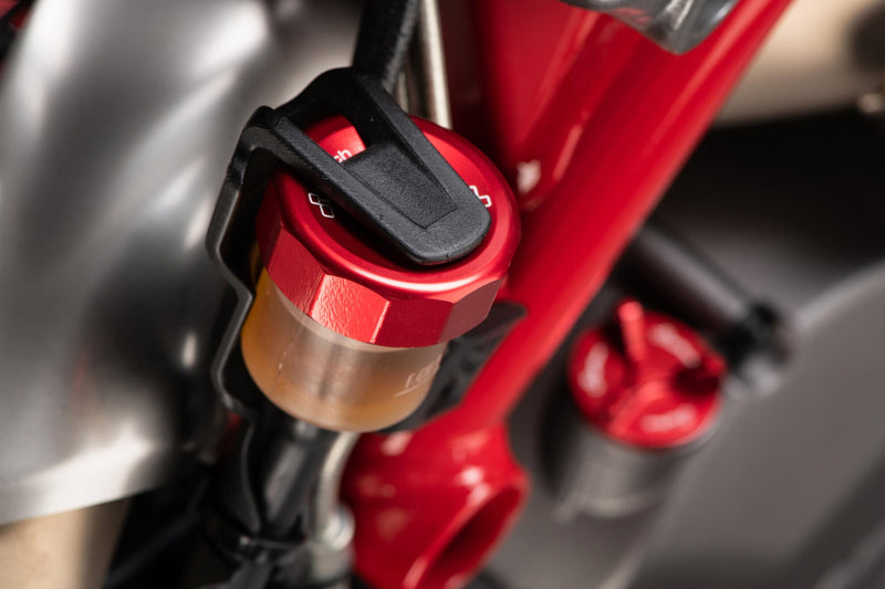 LighTech FFC03 rear brake fluid reservoir cap for Ducati Panigale V4 in anodised aluminium