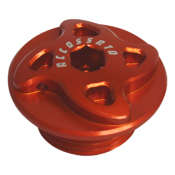 Accossato oil filler cap FP001 for Aprilia CAPONORD 1200, orange version