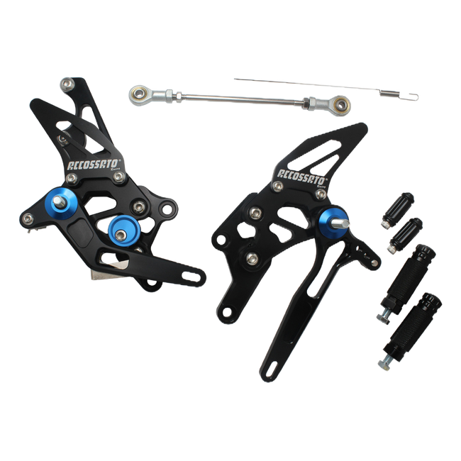 Accossato rearsets FT069 for Yamaha R3, black with blue details version