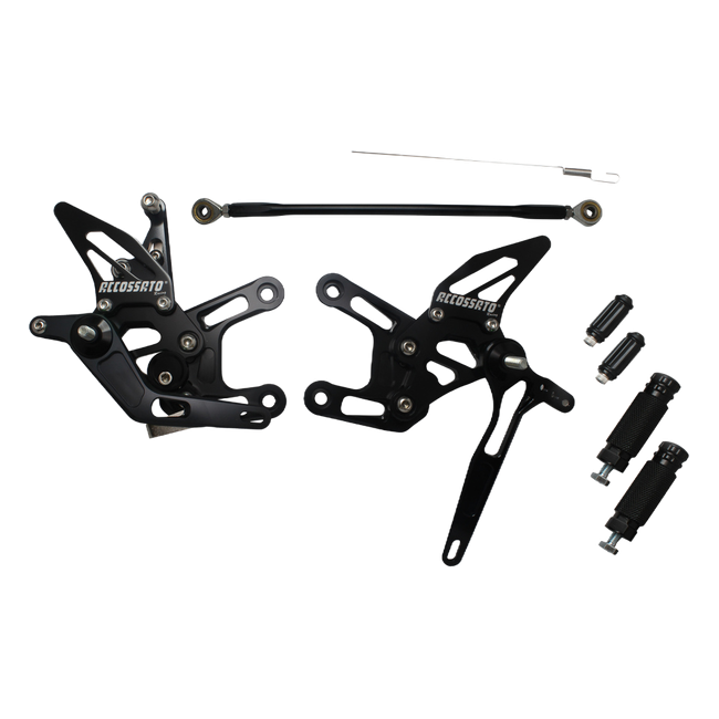 Accossato Adjustable Racing Street Rearsets, Aluminium FT084 [Match: Insert Colour=Black]