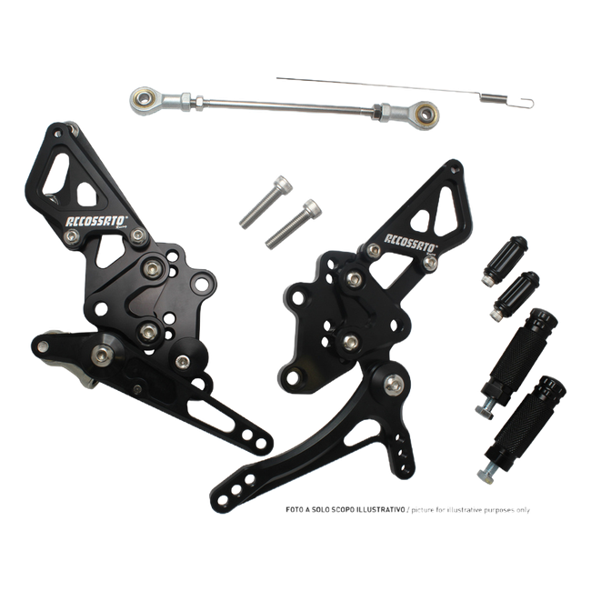 Accossato Adjustable Racing Street Rearsets, Aluminium, FT099 FT099, view 1
