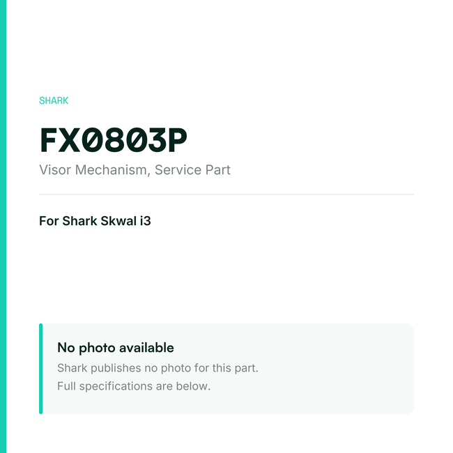 Shark Visor Mechanism for Skwal i3 – Service Part – FX0803P — placeholder, no manufacturer photo available