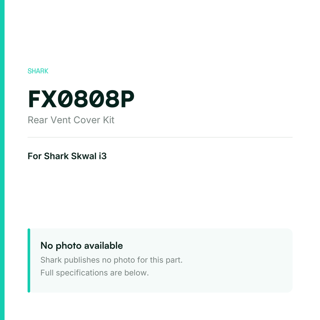 Shark Rear Vent Cover Kit for Skwal i3 – Complete Kit – FX0808P — placeholder, no manufacturer photo available